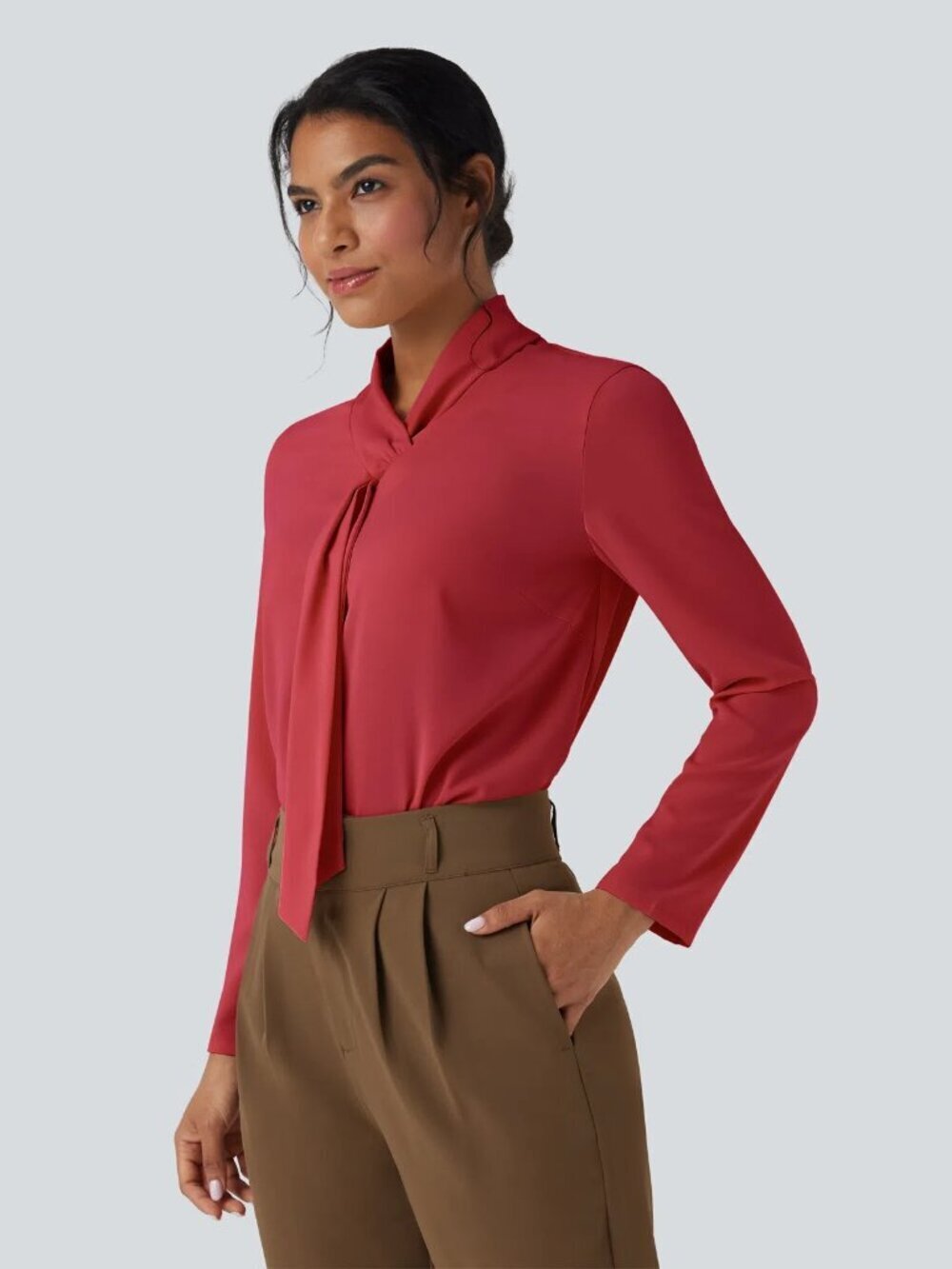 HALARA Scarf Neck Work Blouse - Red | XL | NWT - Picture 2 of 7